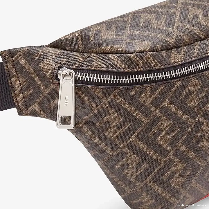 Cheap HOT FF Belt Brown Fabric Fendi Motif Red Bag In 0524